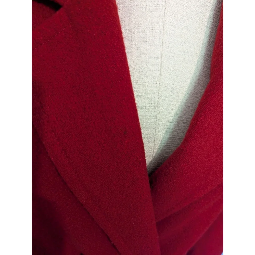 Vintage Shari Love Red Wool Blend Double Breasted‎ Coat Classic Pocket Winter